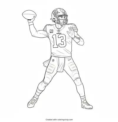 Brock Purdy Throwing Deep Pass Coloring Page