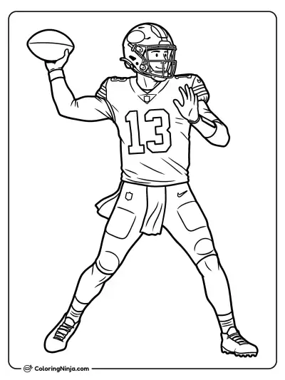 Brock Purdy Throwing Deep Pass Coloring Page