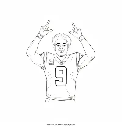 Bryce Young Touchdown Celebration Coloring Page