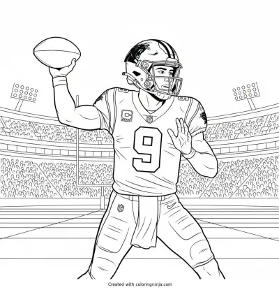 Bryce Young Throws Deep Coloring Page