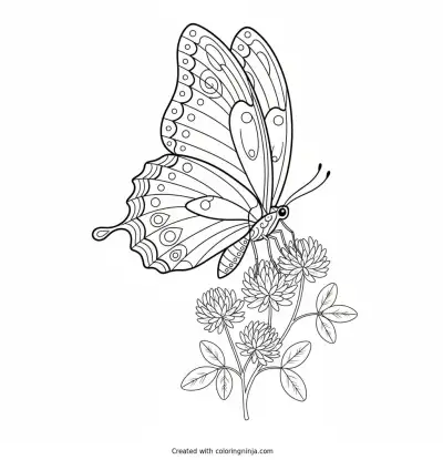 Butterfly in the Garden Coloring Page
