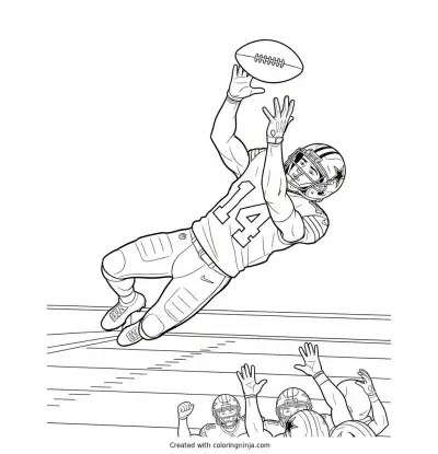 Caleb Downs Leaping Interception Catch Coloring Page