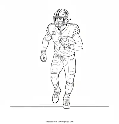Caleb Downs Sideline Interception Return Coloring Page