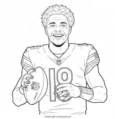 Caleb Williams Portrait Smile Coloring Page