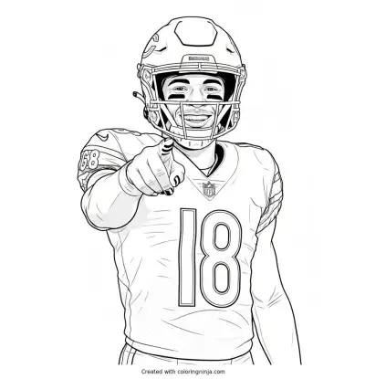 Caleb Williams Touchdown Celebration Coloring Page