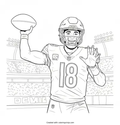 Caleb Williams Deep Throw Coloring Page
