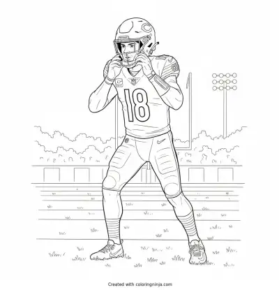 Caleb Williams Adjusting His Helmet Coloring Page