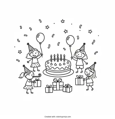 A coloring page of can you create the birthday event party