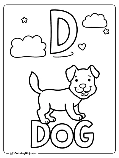 D Is for Dog Coloring Page