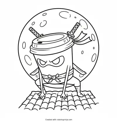 Cappuccino Assassino on a Rooftop Coloring Page