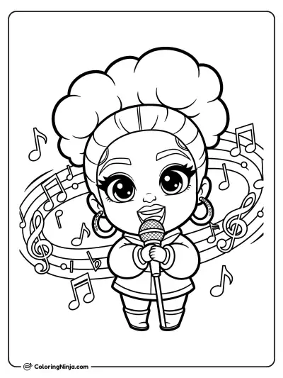 Cardi B en estilo chibi con micrófono