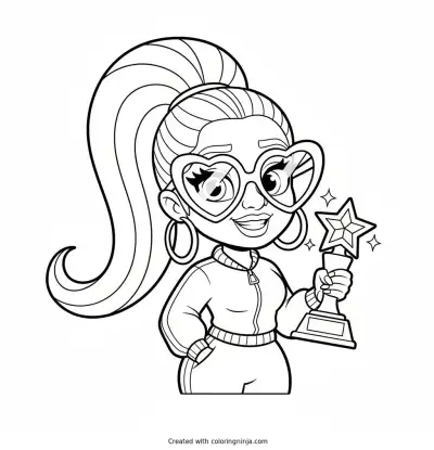 Cardi B Cartoon Award Winner Coloring Page