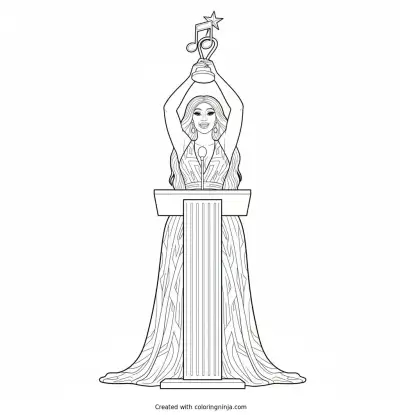 Cardi B Winning Music Award Coloring Page