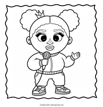 A coloring page of Cardi B rapper