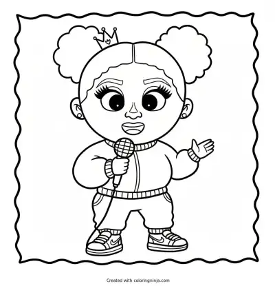 A coloring page of Cardi B rapper
