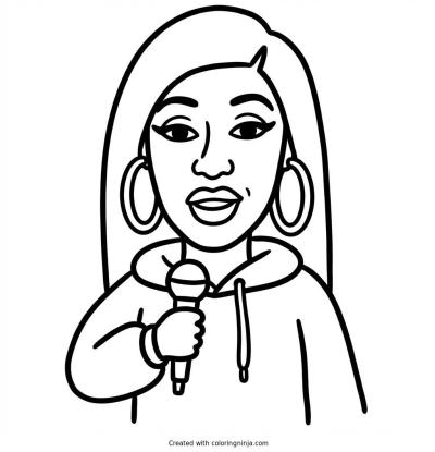 A coloring page of Cardi B rapper