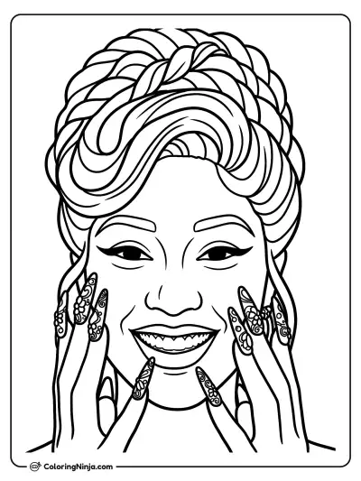 Cardi B Stylish Portrait Coloring Page