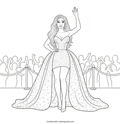 Cardi B On Red Carpet Coloring Page