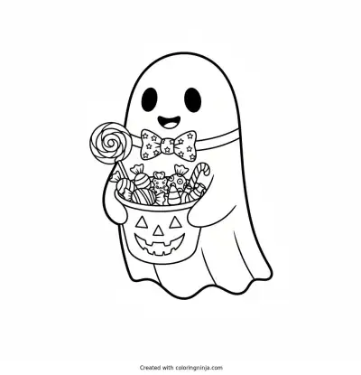 A Friendly Little Ghost Coloring Page