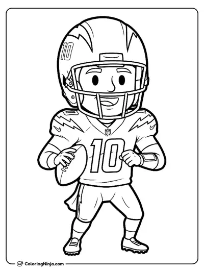 Justin Herbert Football Player Coloring Page