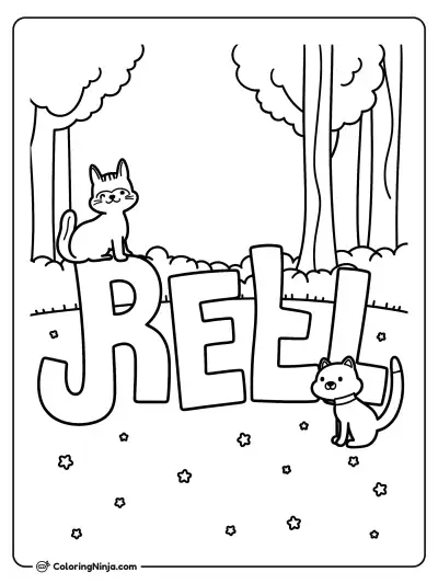 Cat and Dog's Park Adventure Coloring Page