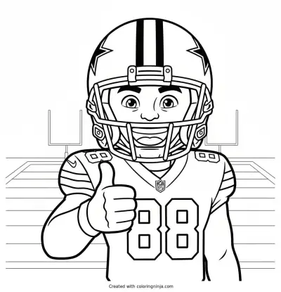 CeeDee Lamb Friendly Cartoon Version Coloring Page