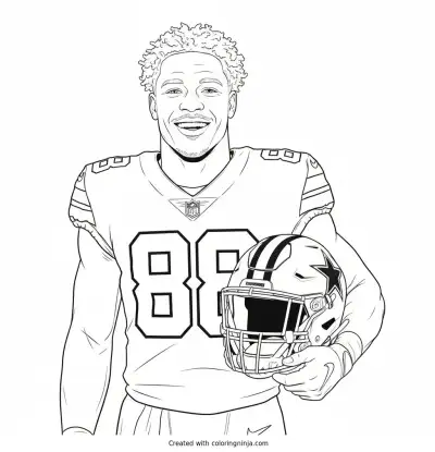 CeeDee Lamb Helmet Under Arm Coloring Page