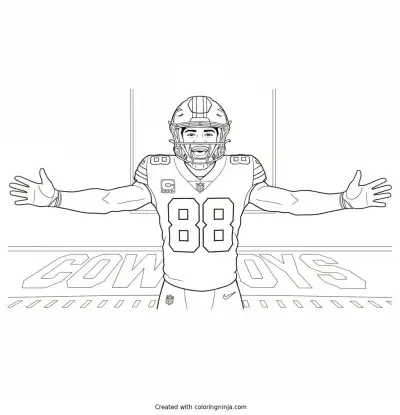 CeeDee Lamb Touchdown Celebration Pose Coloring Page