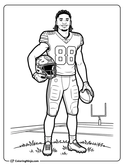 CeeDee Lamb Post Score Smile Coloring Page