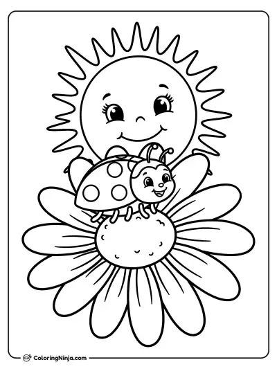 Pequeña mariquita sobre una flor