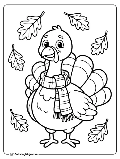 Autumn Scarf Turkey Friend Coloring Page