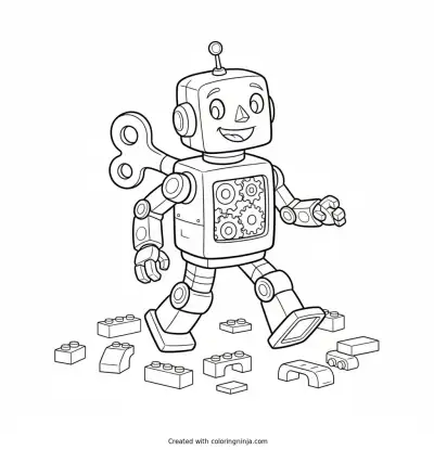 Friendly Wind Up Robot Coloring Page