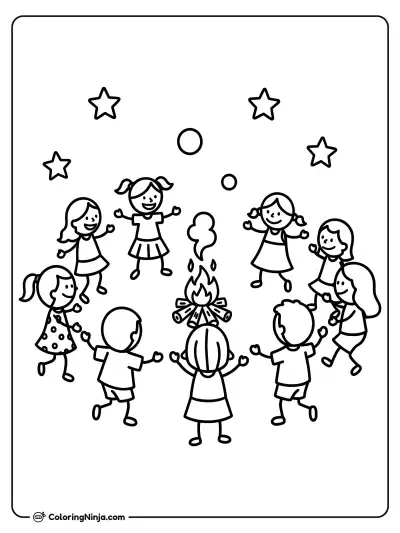 Danza Alrededor de la Fogata Bajo las Estrellas
