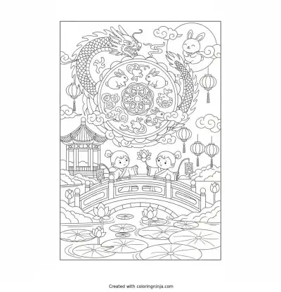 Chinese Mid Autumn Festival Coloring Page