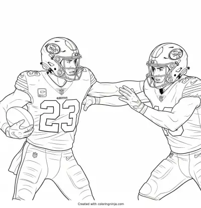Christian McCaffrey Powerful Stiff Arm Coloring Page