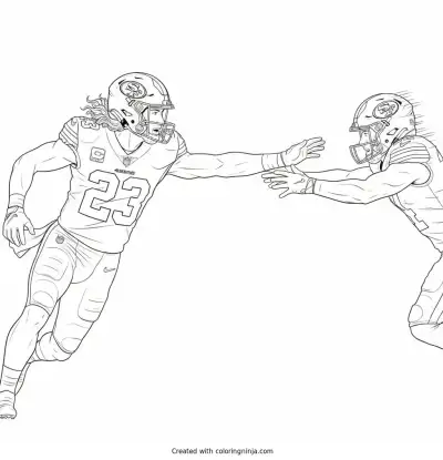 Christian McCaffrey Stiff Arm Breakaway Coloring Page