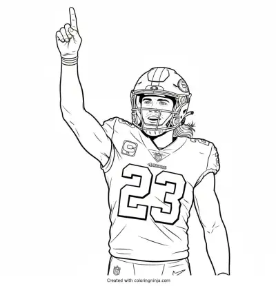 Christian McCaffrey Touchdown Celebration Coloring Page