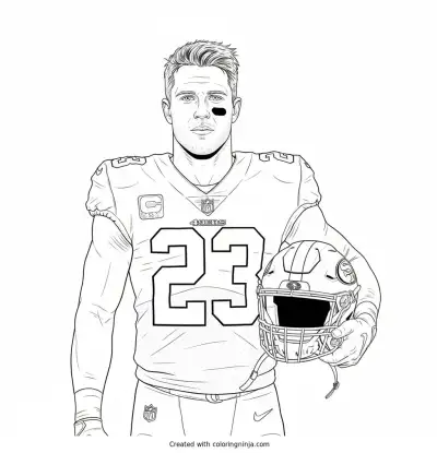 Christian McCaffrey Sideline Player Portrait Coloring Page