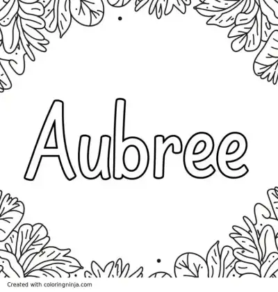 A coloring page of christmas backround with the words aubree