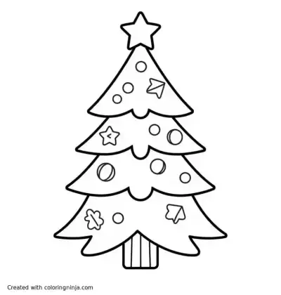 A coloring page of Christmas tree