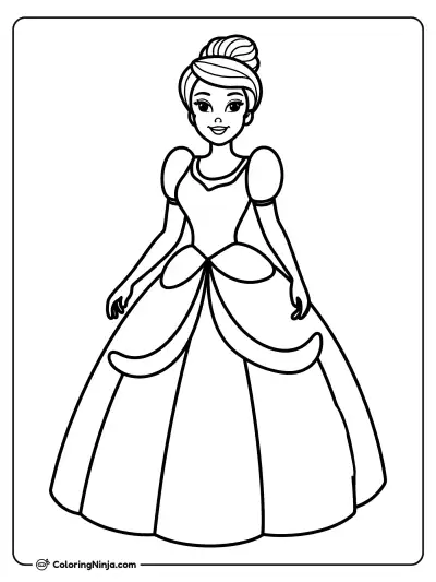 La princesa Cinderella con su vestido de gala