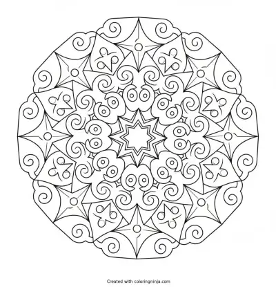 Ninja Star Mandala Pattern Coloring Page