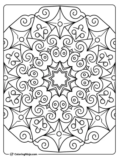 Ninja Star Mandala Pattern Coloring Page