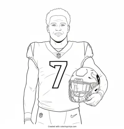 C.J. Stroud Helmet Under Arm Portrait Coloring Page