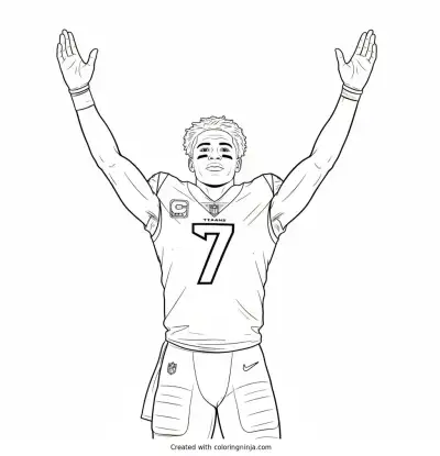 C.J. Stroud Touchdown Celebration Pose Coloring Page