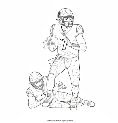 C.J. Stroud Scrambling Past Defender Coloring Page