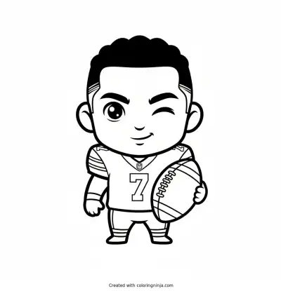 C.J. Stroud Cartoon Quarterback Character Coloring Page