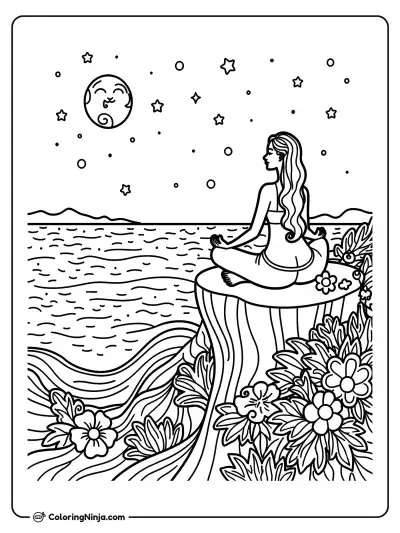 Meditación mágica en el acantilado