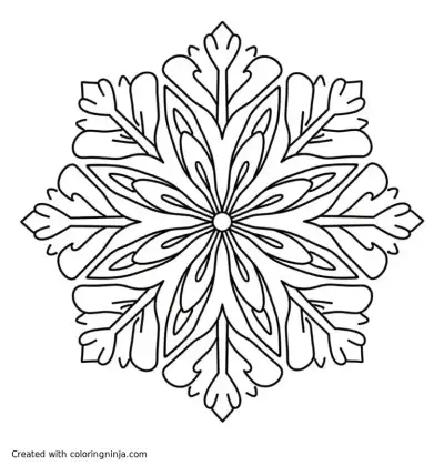 A coloring page of Complex abstract snowflake
