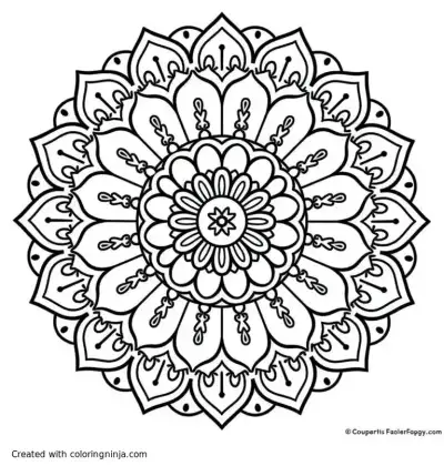A coloring page of Complex mandala